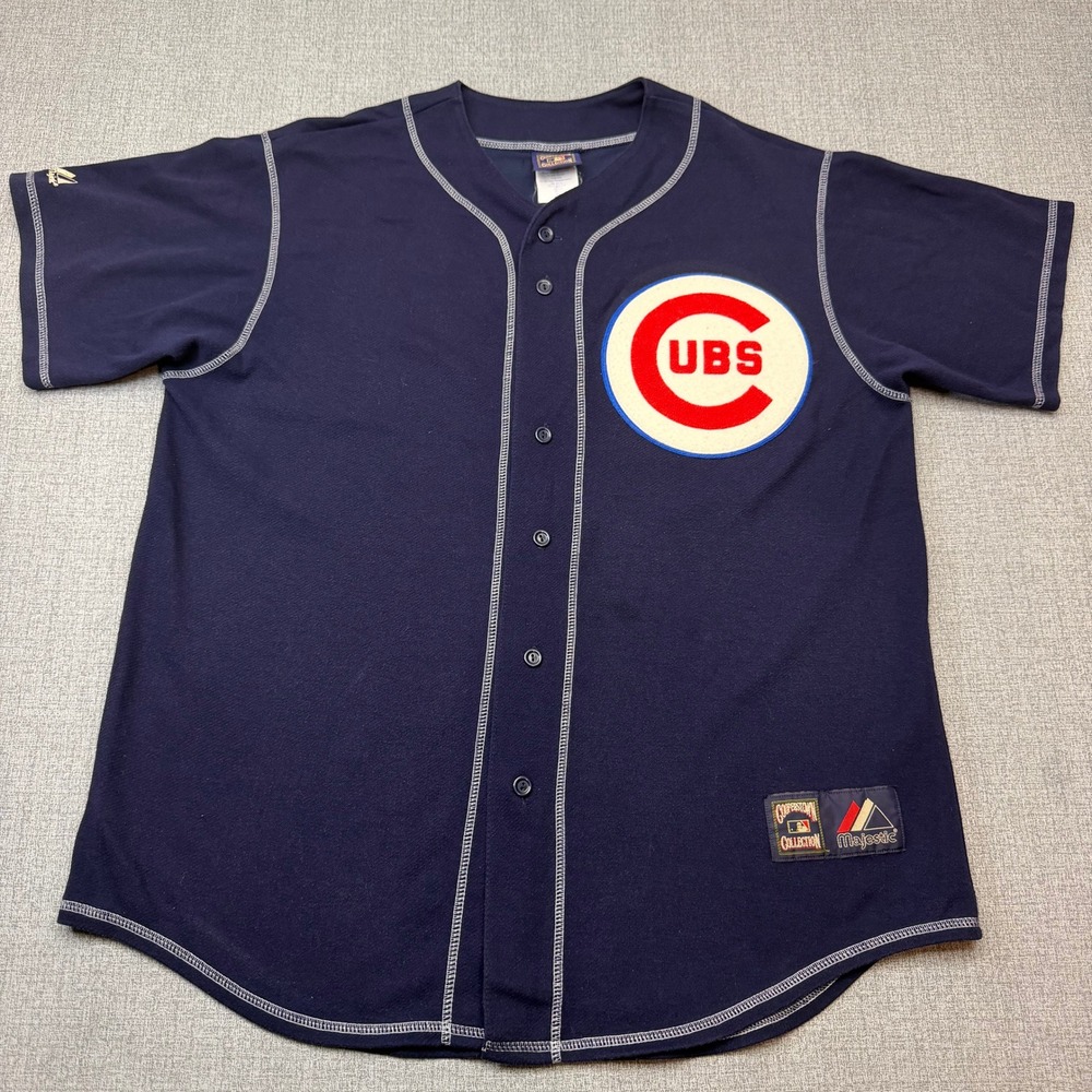Vintage Majestic Chicago Cubs Cooperstown Jersey XL Navy Blue Made in USA MLB